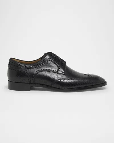 Christian Louboutin Men's Grave Patterned Leather Derby Shoes In Black