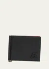 Christian Louboutin Groovy Full-grain Leather Billfold Wallet With Money Clip In Black/black