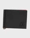 Christian Louboutin Groovy Full-grain Leather Billfold Wallet With Money Clip In Black/black