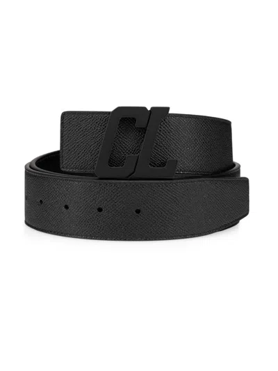 Christian Louboutin Men's Happy Rui Cl Logo Belt In Black