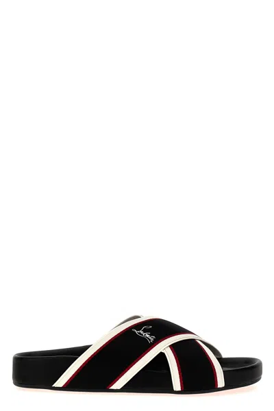Christian Louboutin Hot Cross Bizz Slide Sandal In Black