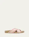 Christian Louboutin Men's Hot Cross Bizz Slide Sandals In Beige/red/wht