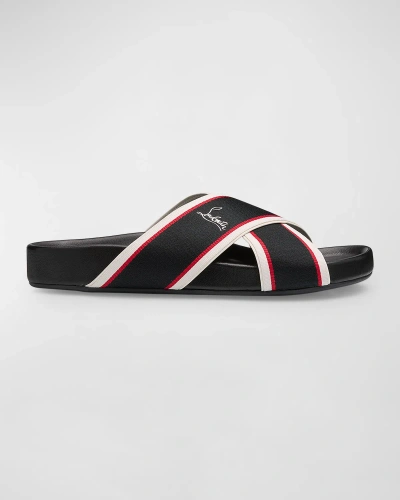 Christian Louboutin Hot Cross Bizz Slide Sandal In Black/ Multi