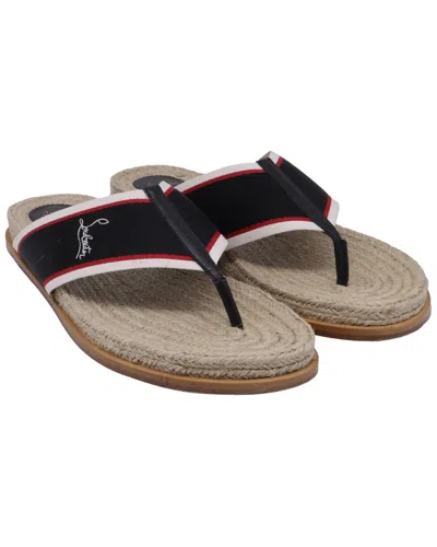 Christian Louboutin Men's Jute Hot Flip Slide (authentic Pre-loved) In Black