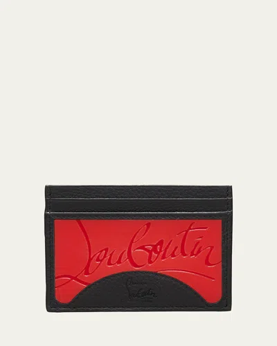 Christian Louboutin Men's Kios Red Sole Empire Card Case In Black