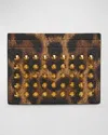 Christian Louboutin Men's Kios Spiked Leopard Card Case In Multi/gold