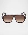 Christian Louboutin Men's Lb0005m Acetate Aviator Sunglasses In Classic Havana Shiny Bronze Brown Gradient Lens