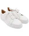 Christian Louboutin Louis Junior Spikes Cap-toe Full-grain Leather Sneakers In White