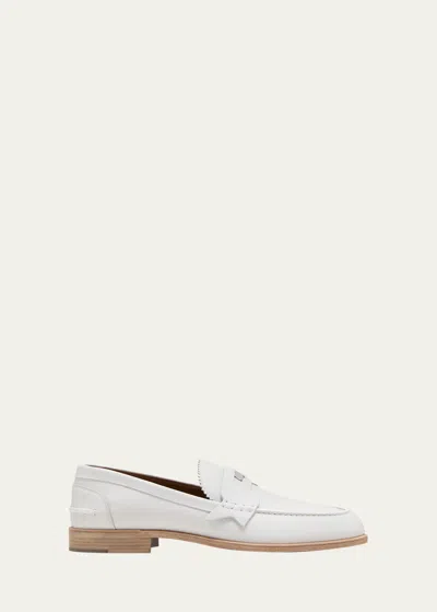 Christian Louboutin Men's Leather Penny Loafers In White