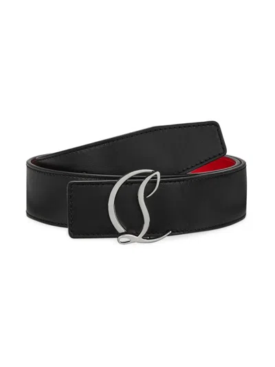 Christian Louboutin Men's Logo Belt In Black