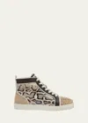 Christian Louboutin Men's Lou Spikes High-top Leather Sneakers In Version Saharienn
