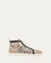 Christian Louboutin Men's Lou Spikes High-top Leather Sneakers In Version Saharienne