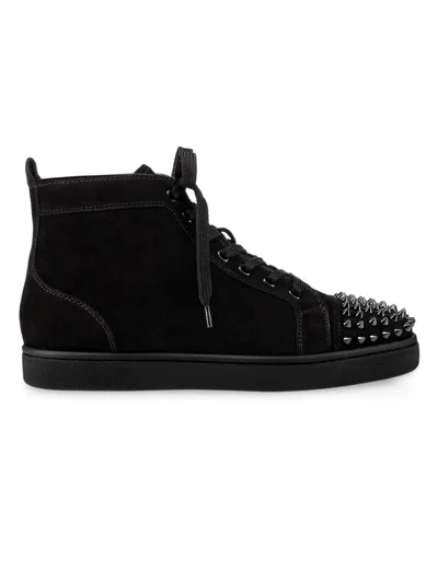 Christian Louboutin Lou Spikes Suede High-top Sneakers In Black