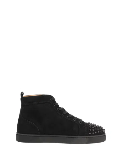 Christian Louboutin Mens Black Lou Spikes Flat Suede 44 In Multicolor