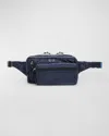 Christian Louboutin Men's Loubideal Sneaker Sole Nylon Belt Bag In Marine/marine/marine