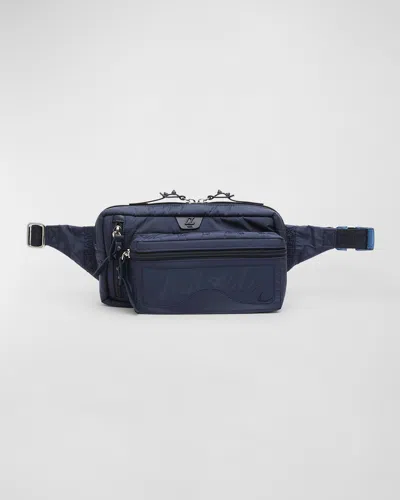 Christian Louboutin Men's Loubideal Sneaker Sole Nylon Belt Bag In Marine/marine/marine