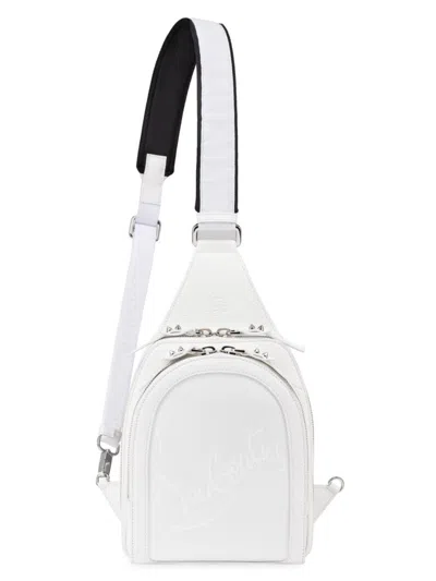 Christian Louboutin Men's Loubifunk Leather Sling Crossbody Bag In White/white/white