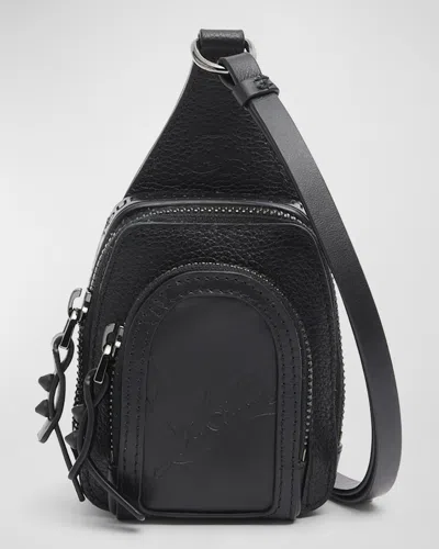 Christian Louboutin Men's Loubifunk Mini Crossbody Bag In Leather In Black