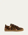Christian Louboutin Men's Louis Junior Leopard-effect Low-top Sneakers In Brown
