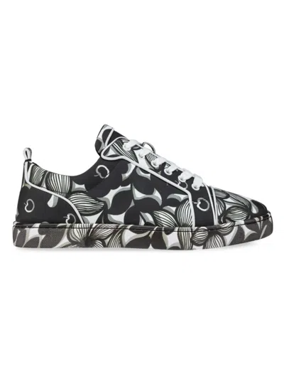 Christian Louboutin Louis Orlato Floral Low-top Sneakers In Black/white