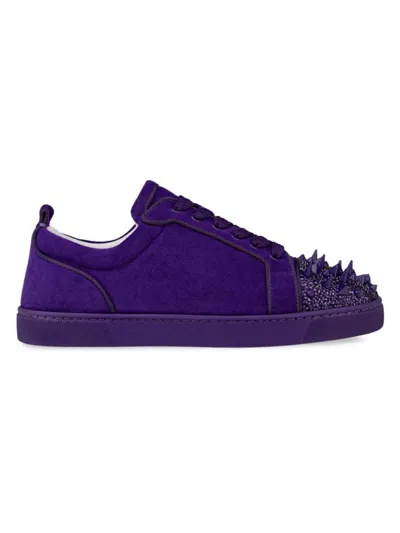 Christian Louboutin Men's Louis Junior P Pik Pik Strass Sneakers In Purple