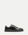 Christian Louboutin Louis Junior Spikes Cap-toe Leather Sneakers In Black