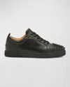 Christian Louboutin Louis Junior Spikes Cap-toe Leather Sneakers In Black