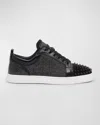 Christian Louboutin Louis Junior Spikes Sneakers In Black/black Mat