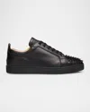 Christian Louboutin Louis Junior Spikes Cap-toe Leather Sneakers In Black