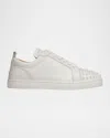 Christian Louboutin Louis Junior Spikes Cap-toe Full-grain Leather Sneakers In White