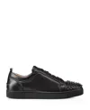 Christian Louboutin Louis Junior Spikes Cap-toe Leather Sneakers In Black