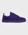 Christian Louboutin Men's Louis Junior Spikes Low-top Suede Sneakers In Jacaranda