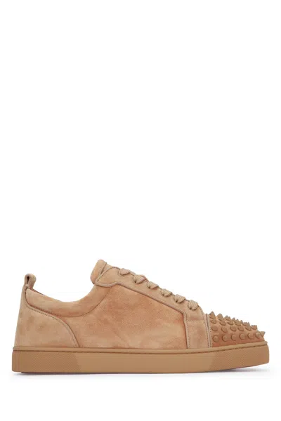 Christian Louboutin Men Louis Junior Spikes Orlato Flat Veau Velours Ds/gg In Neutral
