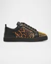Christian Louboutin Men's Louis Junior Spikes Orlato Low-top Sneakers In Black/multi/gold