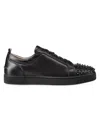 Christian Louboutin Louis Junior Spikes Cap-toe Leather Sneakers In Black