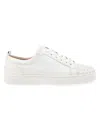 Christian Louboutin Louis Junior Spikes Cap-toe Full-grain Leather Sneakers In White