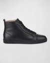 Christian Louboutin Louis High-top Chevron-panel Leather Trainers In Black
