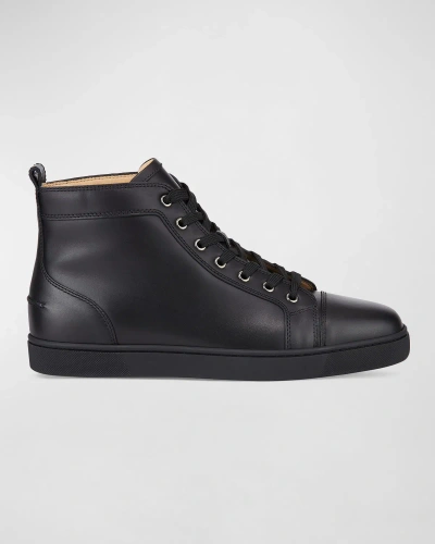 Christian Louboutin Louis Leather High-top Sneakers In Black