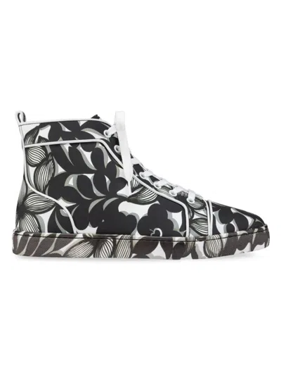 Christian Louboutin Louis Orlato Floral High-top Sneakers In Black/white