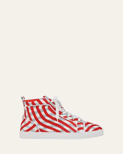 Christian Louboutin Men's Louis Orlato Toile High-top Sneakers