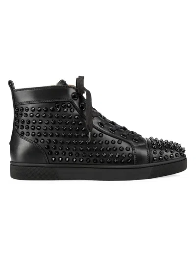 Christian Louboutin Men's Louis Spikes Sneakers In Black