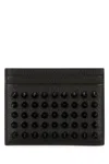 Christian Louboutin Black Kios Card Holder With Studs In Multicolor
