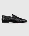 Christian Louboutin Men's Mj Moc Alligator-effect Bit Loafers In Black