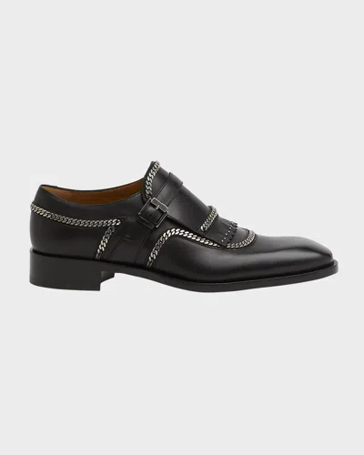 Christian Louboutin Men's Monkochain Single-monk Strap Loafers In Black
