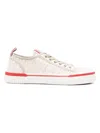 Christian Louboutin Low Top Sneakers With Red Monogram In Beige