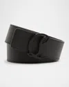 Christian Louboutin Men's Mooncrest-buckle Reversible Leather Belt In Black