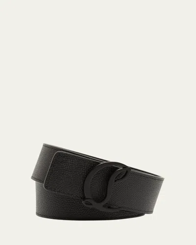 CHRISTIAN LOUBOUTIN MEN'S MOONCREST-BUCKLE REVERSIBLE LEATHER BELT