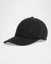 Christian Louboutin Men's Mooncrest Canvas Baseball Cap In Black