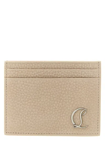Christian Louboutin Mooncrest Card Holder Textured Finish Design In Neutral