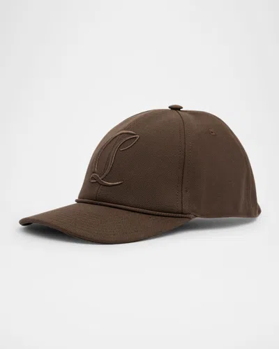 CHRISTIAN LOUBOUTIN MEN'S MOONCREST EMBROIDERED BASEBALL HAT